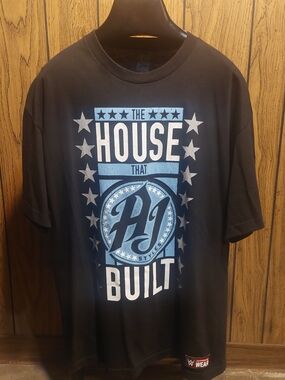 WWE Black Tee with Blue and White AJ Styles Graphic XL Authentic Wear